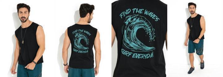 Regata Preta com Bolso Frontal Funcional