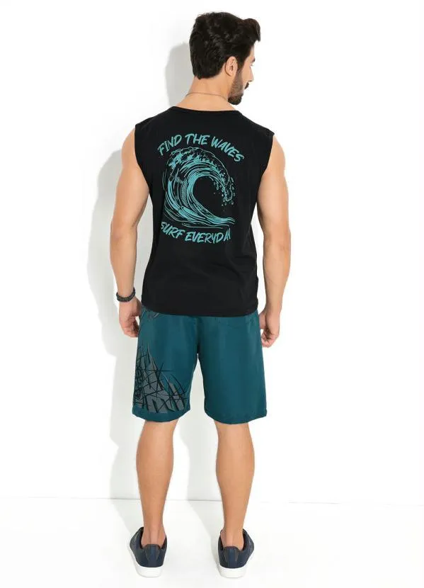 Moda Pop - Regata Preta com Bolso Frontal Funcional 5