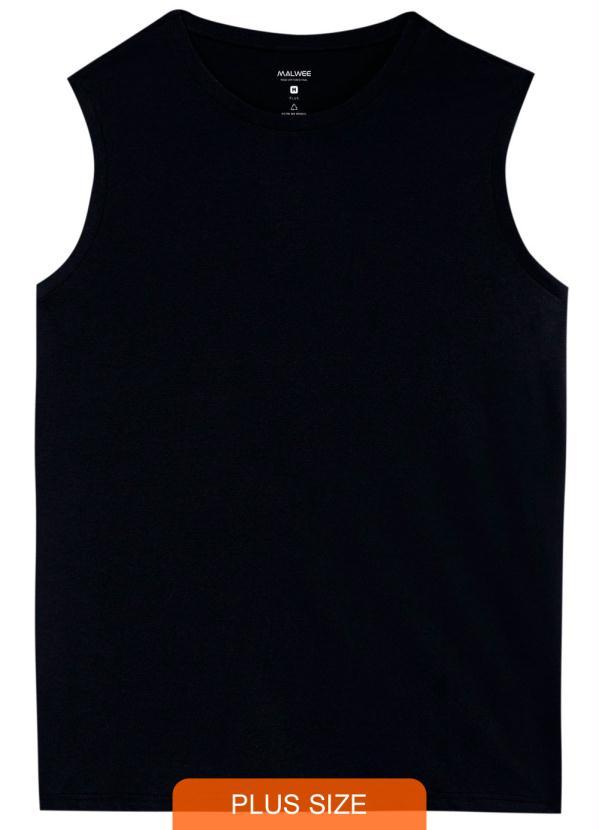 Malwee Plus - Regata Preta Tradicional Masculina em Malha Plus