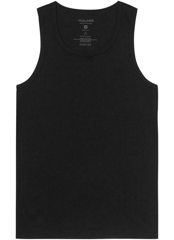 Malwee - Regata Preto Masculina Slim em Ribana