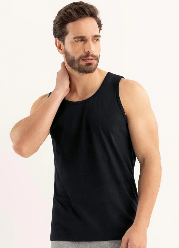 Moda Pop - Regata Básica Masculina Preta