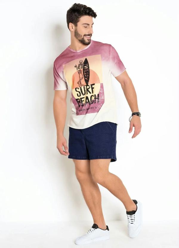 Outlet - Bermuda Azul em Moletom Efeito Jeans 3