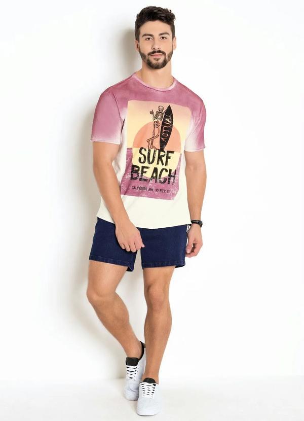 Outlet - Bermuda Azul em Moletom Efeito Jeans 4