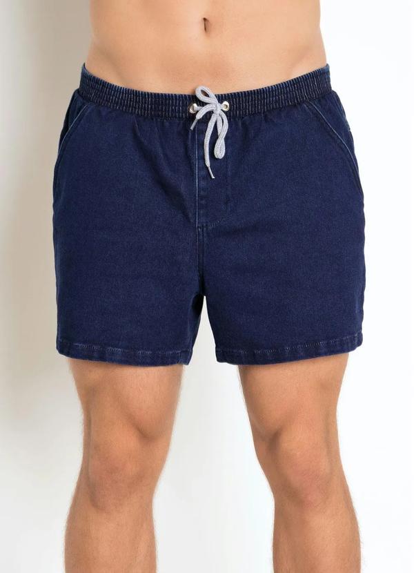 Outlet - Bermuda Azul em Moletom Efeito Jeans 7