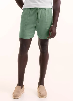 Exco - Short com Linho e Elastano Verde - EXCO