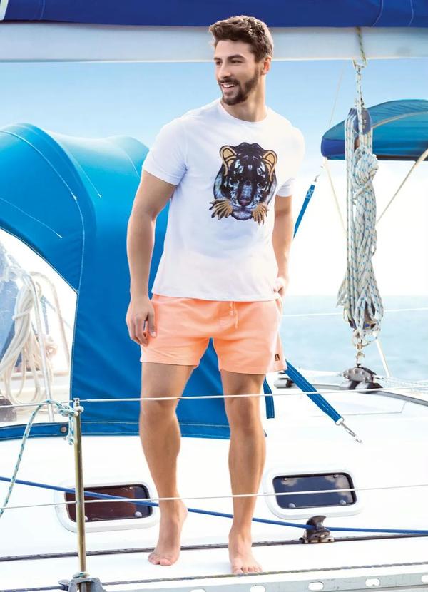 Outlet - Short Masculino em Moletinho Neon Coral 6