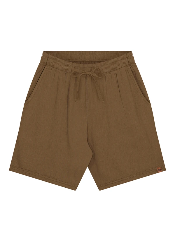 Fico - Shorts com Bolsos em Tecido com Linho Marrom