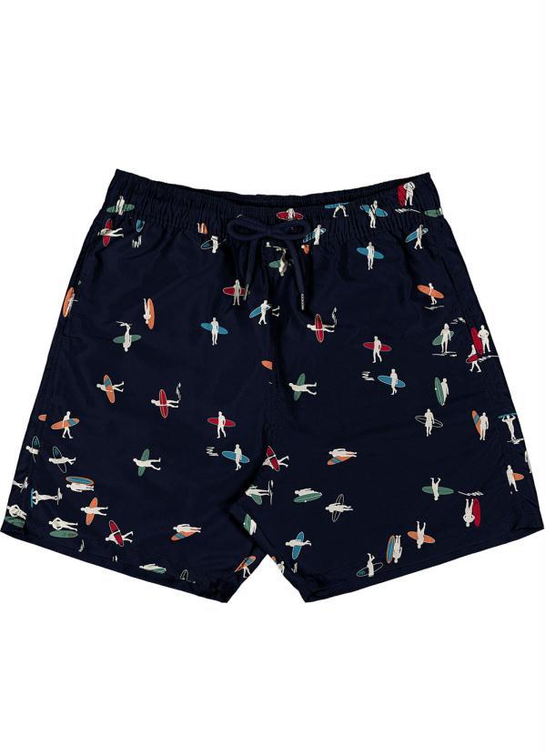 Rovitex - Shorts Masculino Estampado Microfibra Azul