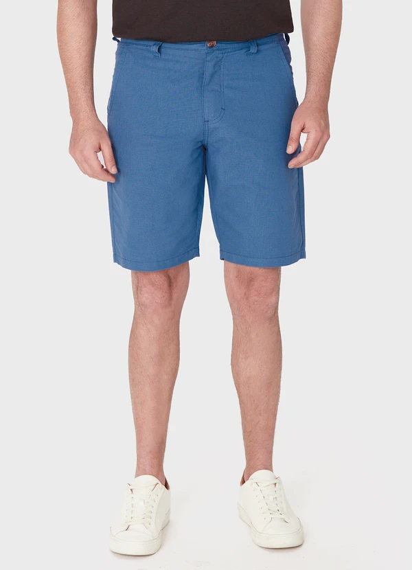 Malwee - Shorts Masculino Slim em Sarja Azul