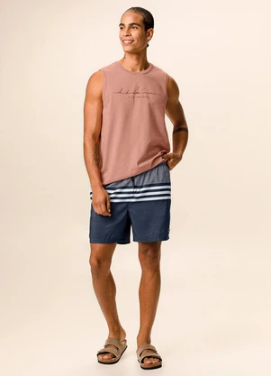 Malwee - Shorts Slim Listras Azul Marinho - MALWEE