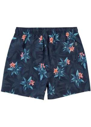 Malwee - Shorts Slim Tropical em Tafetá Azul Marinho - MALWEE