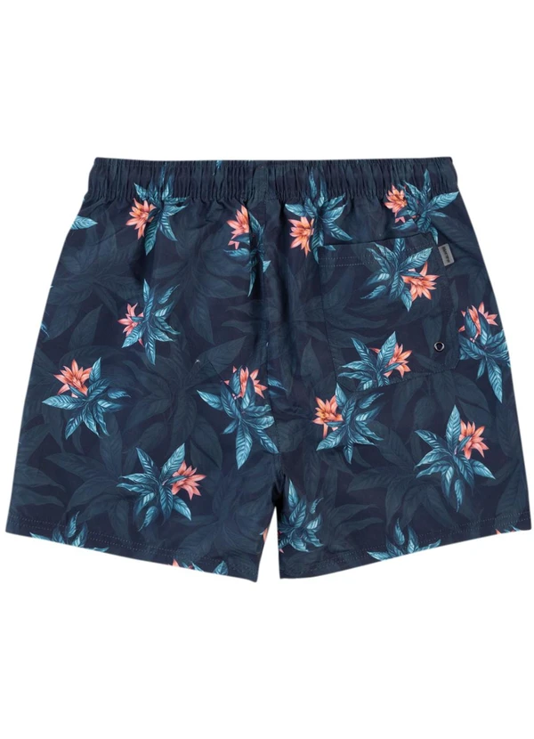Malwee - Shorts Slim Tropical em Tafetá Azul Marinho 2