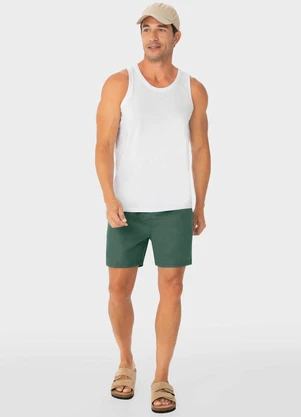 Malwee - Shorts Verde em Microfibra com Bordado - MALWEE