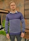 Outlet - Blusa Masculina em Meia Malha com Listras Azul - variação: Azul