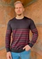 Outlet - Blusa Masculina em Meia Malha com Listras Azul - variação: Preto