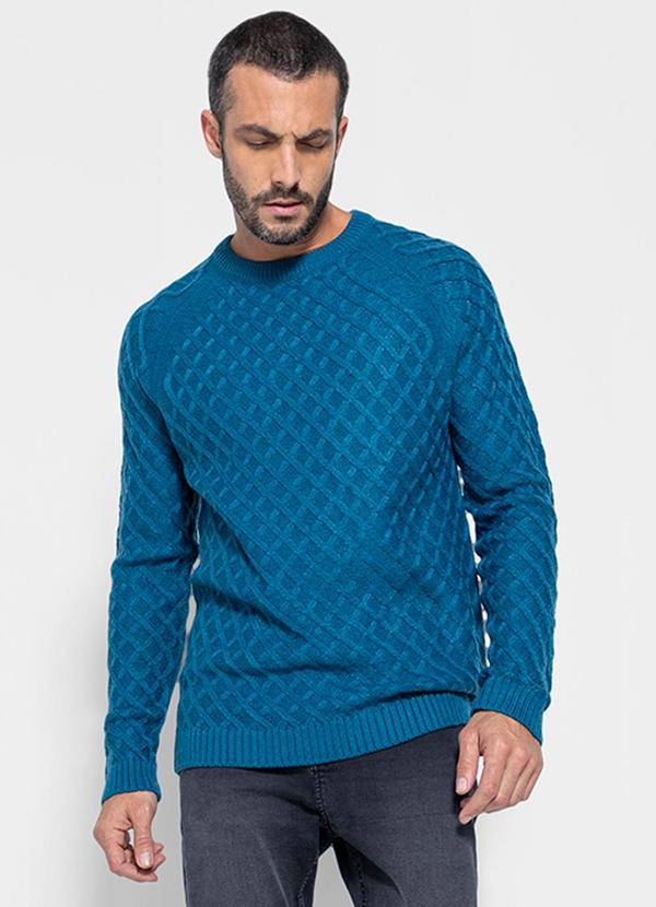 Enfim - Blusão Suéter em Tricô Masculino Azul