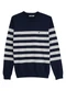 Malwee - Blusão Suéter Tricot Listrado Azul Marinho - variação: Azul Marinho