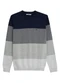 Malwee - Blusão Suéter Tricot Listrado Azul Marinho - variação: Cinza Mescla