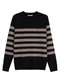 Malwee - Blusão Suéter Tricot Listrado Azul Marinho - variação: Preto