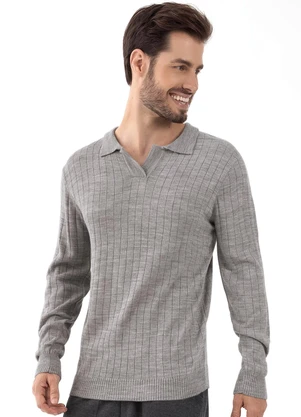 Moda Pop - Casaco Mescla Claro em Tricô - MODA POP