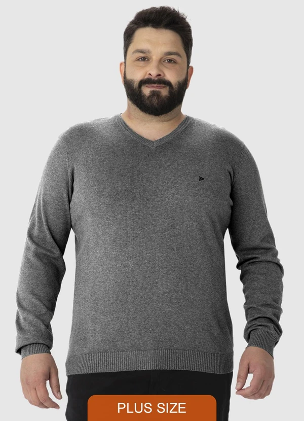 Malwee - Suéter em Tricô Masculino Plus Cinza