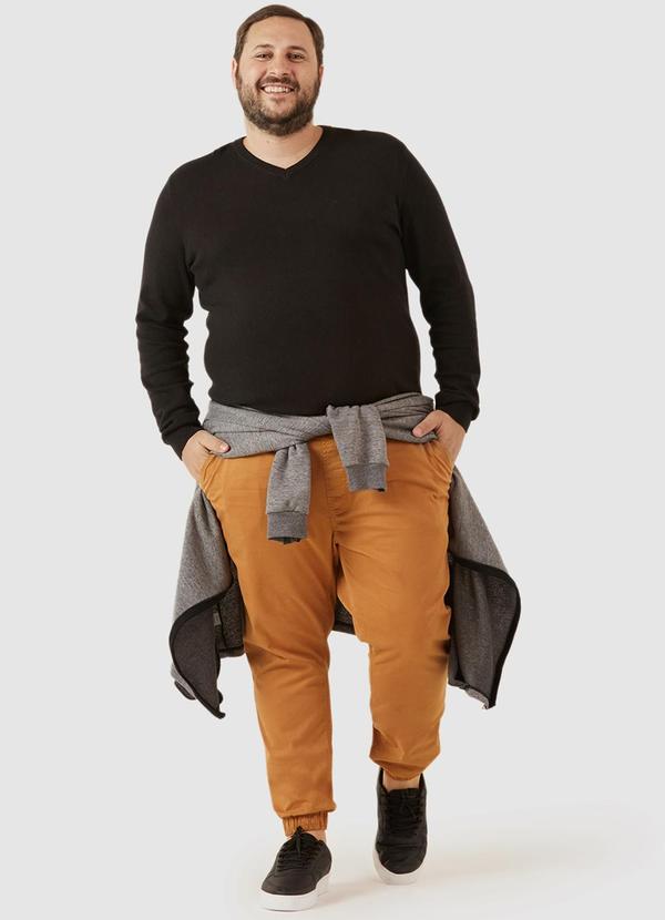 Malwee - Suéter em Tricô Masculino Plus Preto 3