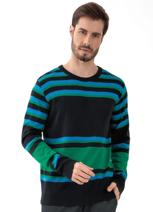 Moda Pop - Suéter Listrado em Tricô