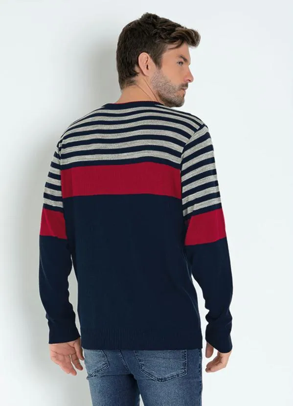 Actual - Suéter Listrado Marinho com Mangas Longas 2
