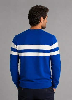 Diametro - Suéter Masculino Listrado Tricot Azul - DIAMETRO