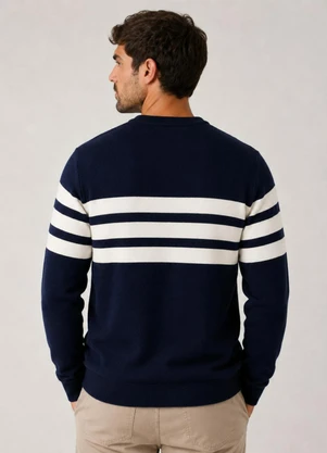 Diametro - Suéter Masculino Listrado Tricot Azul - DIAMETRO