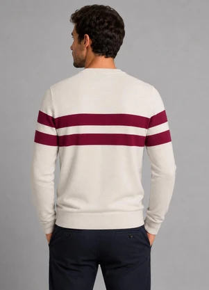 Diametro - Suéter Masculino Listrado Tricot Bege - DIAMETRO