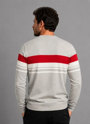 Diametro - Suéter Masculino Listrado Tricot Cinza - DIAMETRO