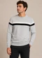 Diametro - Suéter Masculino Listrado Tricot Vermelho - variação: Cinza