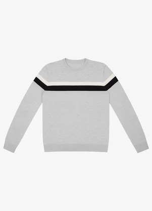 Diametro - Suéter Masculino Listrado Tricot Cinza - DIAMETRO