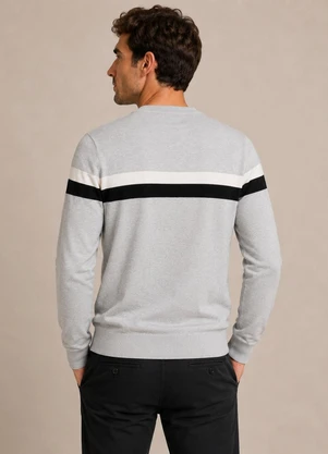 Diametro - Suéter Masculino Listrado Tricot Cinza - DIAMETRO