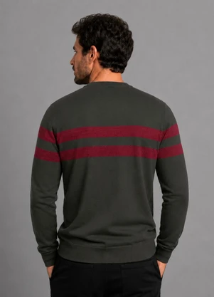 Diametro - Suéter Masculino Listrado Tricot Verde - DIAMETRO