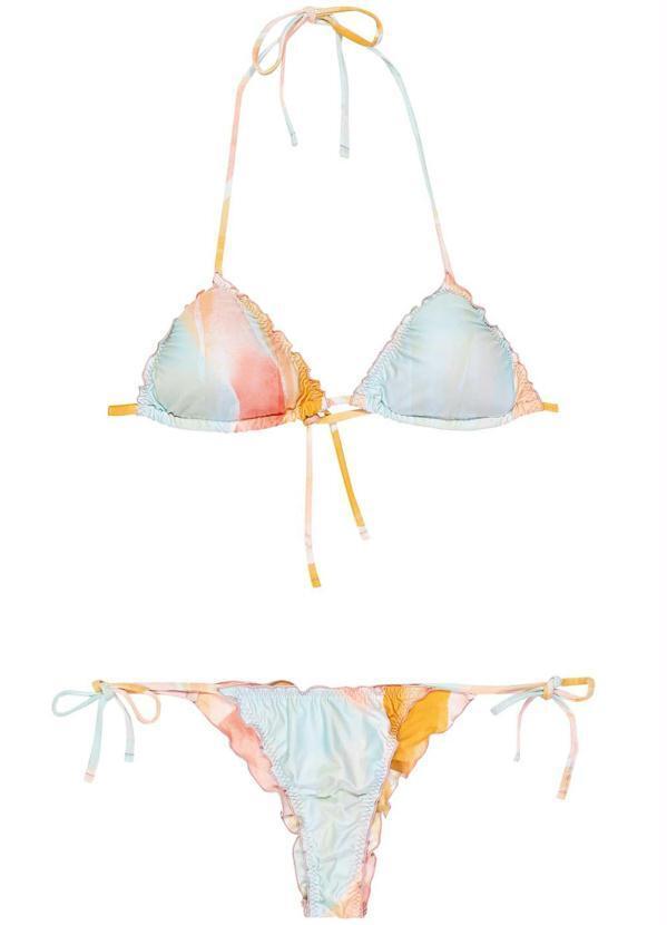 Enfim - Biquíni Azul Cortininha Aesthetic Beach
