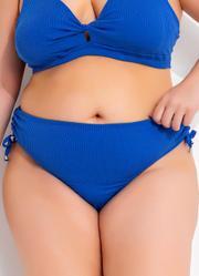 Calcinha Biquni Azul em Canelado Texturizado