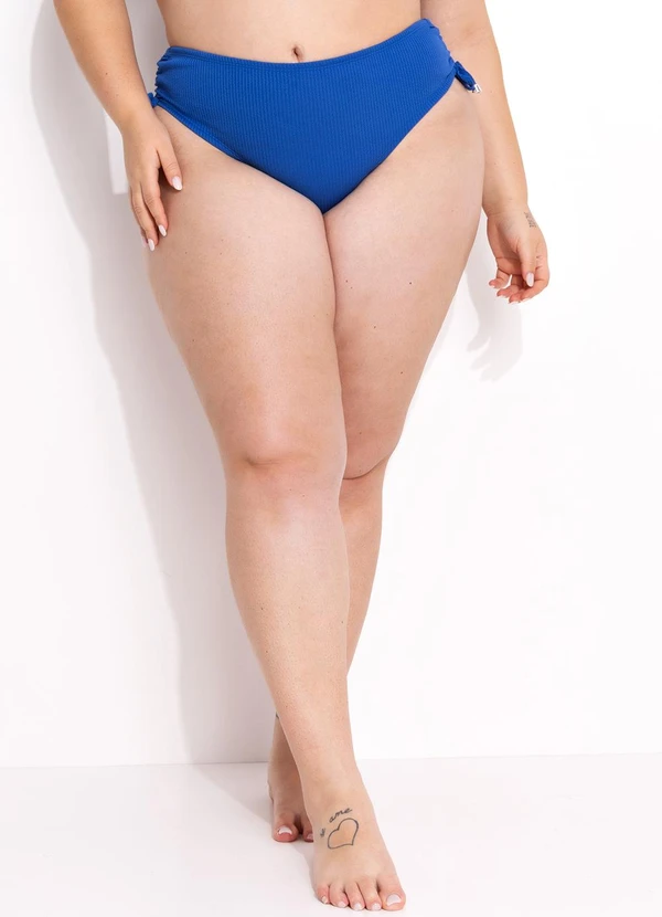 Marguerite - Calcinha Biquíni Azul em Canelado Texturizado 4
