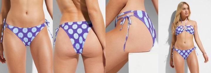 Calcinha Biquni com Amarrao Floral Roxo