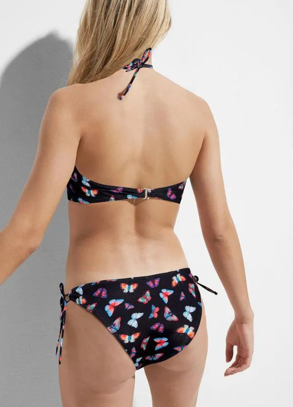 Queima Estoque - Calcinha Biquíni Estampa de Borboletas Preto 4