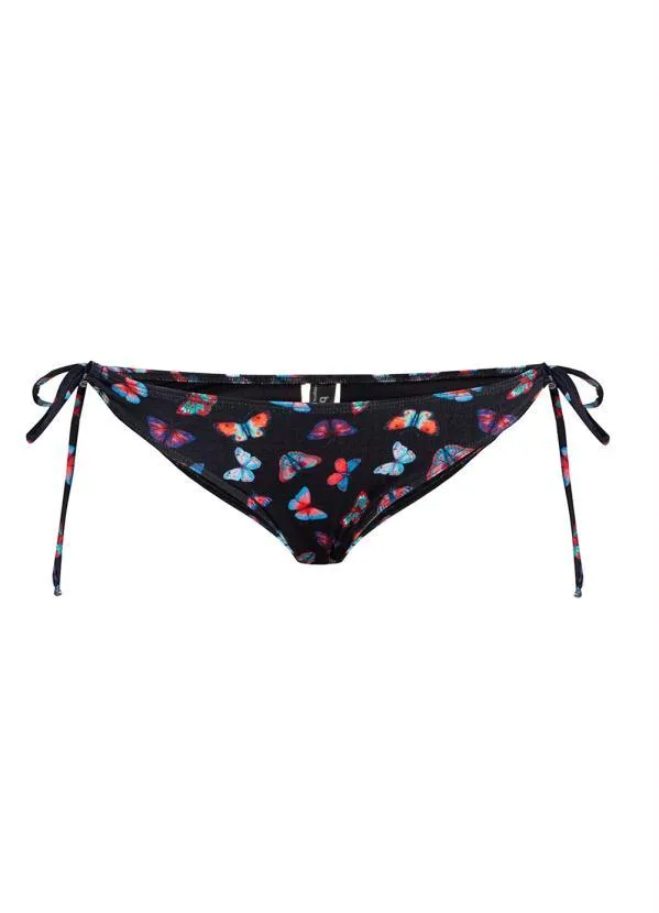 Queima Estoque - Calcinha Biquíni Estampa de Borboletas Preto 5