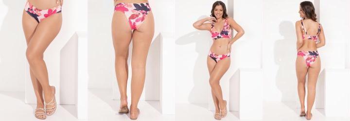 Calcinha Biquni Floral Artstico com Elstico