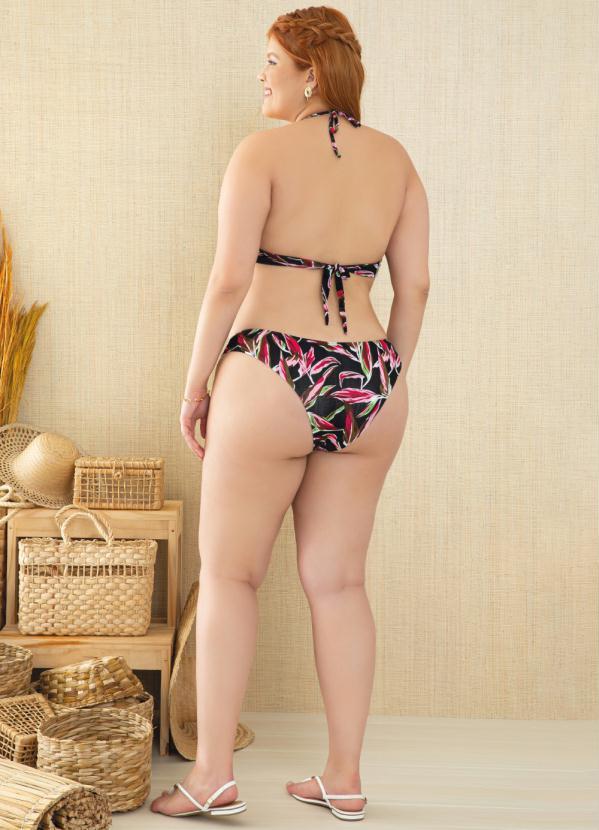 Outlet - Calcinha Biquíni Floral Dark com Elásticos 9