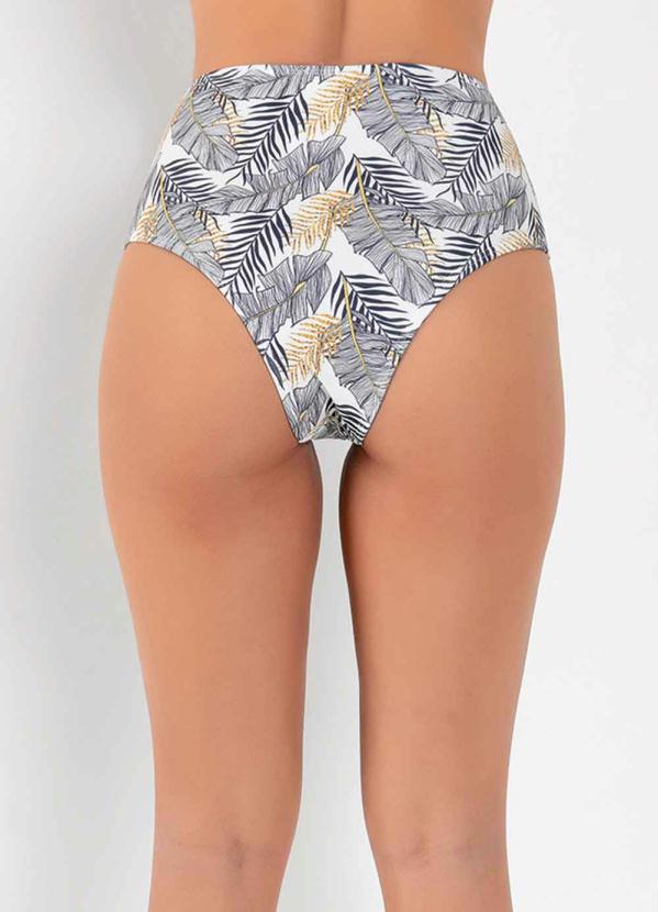 Outlet - Calcinha Biquíni Folhagem Dourada com Frisos 4