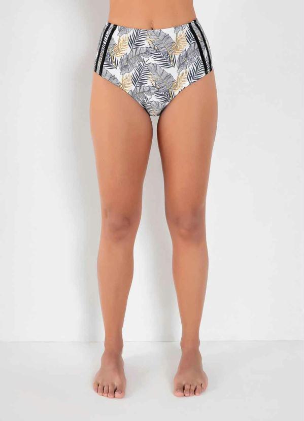 Outlet - Calcinha Biquíni Folhagem Dourada com Frisos 3