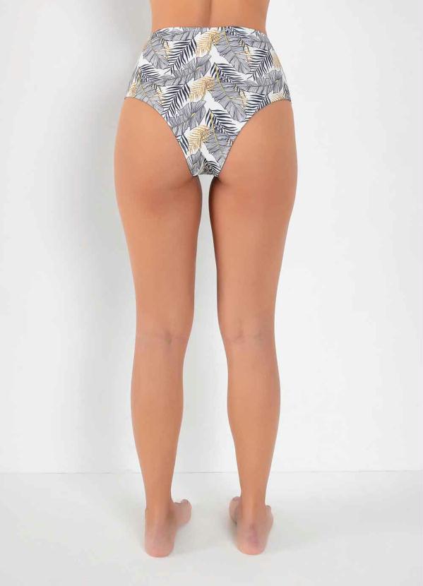 Outlet - Calcinha Biquíni Folhagem Dourada com Frisos 2