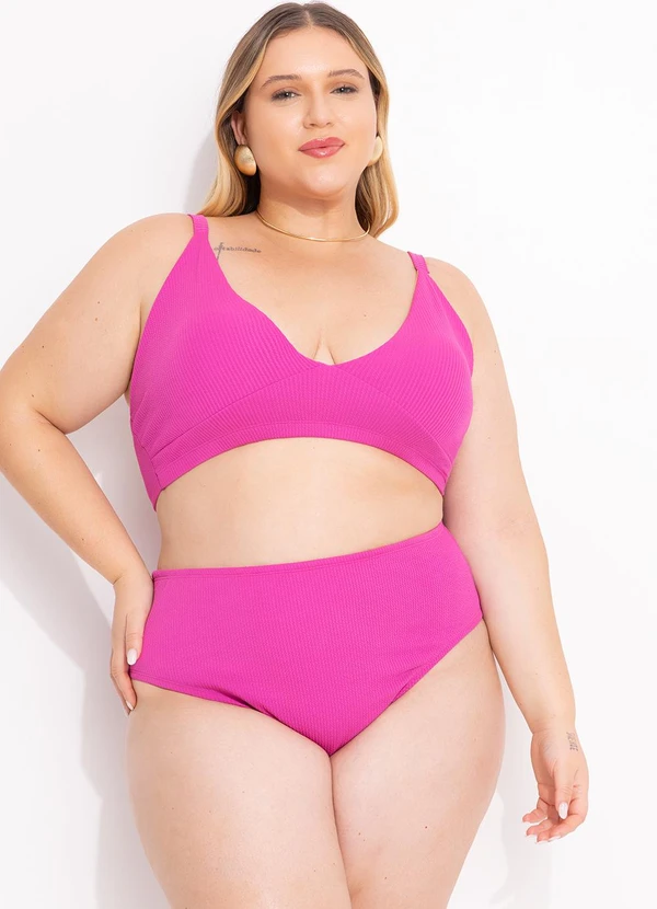 Marguerite - Calcinha Biquíni Pink em Canelado Texturizado 2