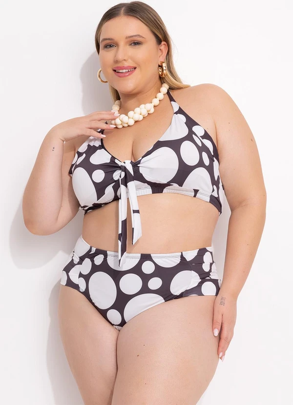 Marguerite - Calcinha Biquíni Poá Preto em Poliflex 12