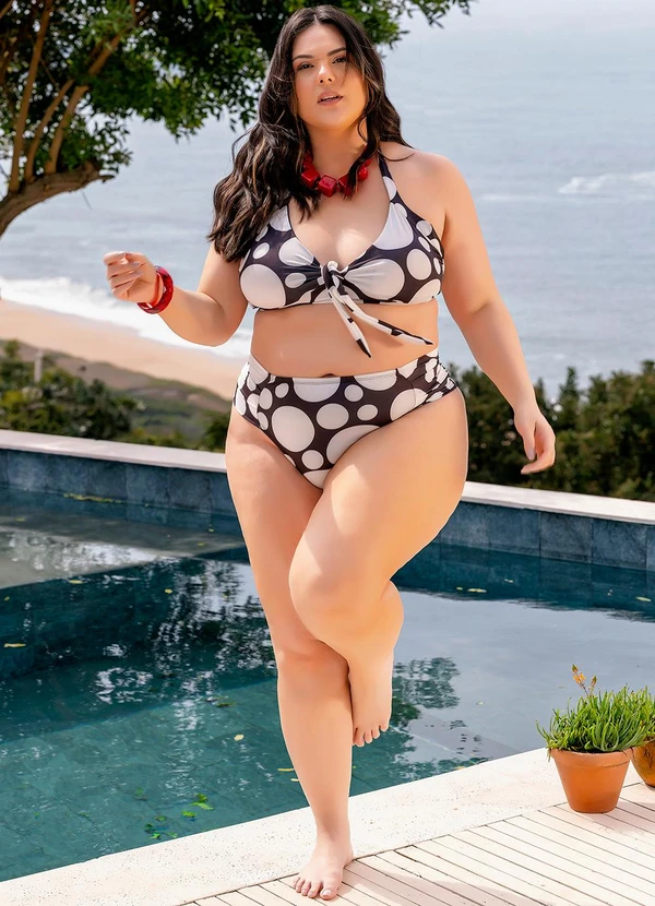 Marguerite - Calcinha Biquíni Poá Preto em Poliflex 5